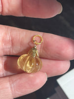 Carved Citrine Pumpkin Pendant - Gold Filled - Handmade