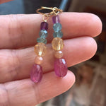 Rainbow Gemstone Earrings - Gold Filled - Handmade