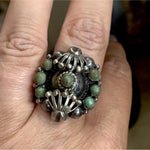 Turquoise Ornate Ring - Sterling Silver - Vintage