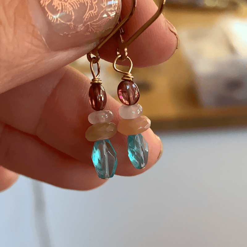 Gemstone Drop Earrings - Gold Filled - Handmade