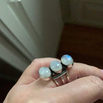 Moonstone Trilogy Ring - Sterling Silver - Vintage