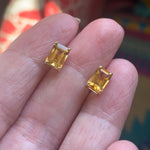 Citrine Earrings - Emerald Cut - 14k Gold - Vintage