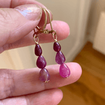 Ruby Drop Earrings - Gold Filled - Handmade