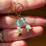 Opal, Apatite and Aquamarine Earrings - Gold Filled - Handmade