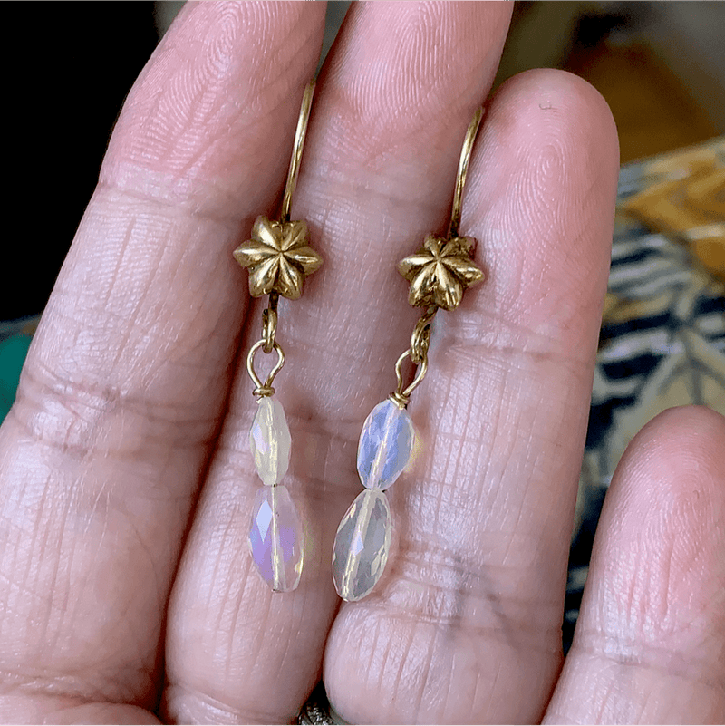 Opal Drop Earrings - Vintage Vermeil Findings - Handmade