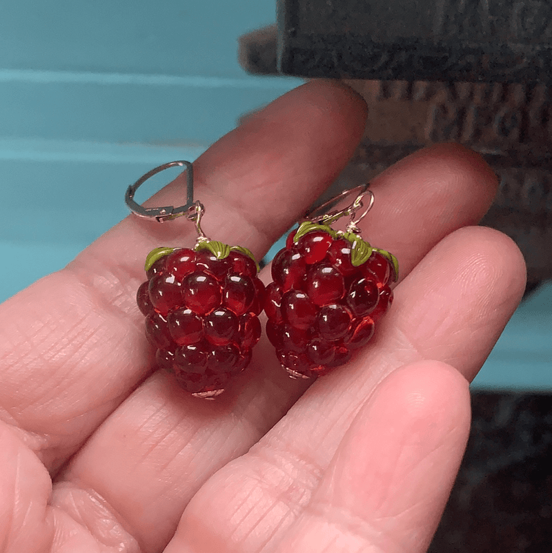 Glass Berry Earrings - Rainbow Shades - Gold Filled - Handmade