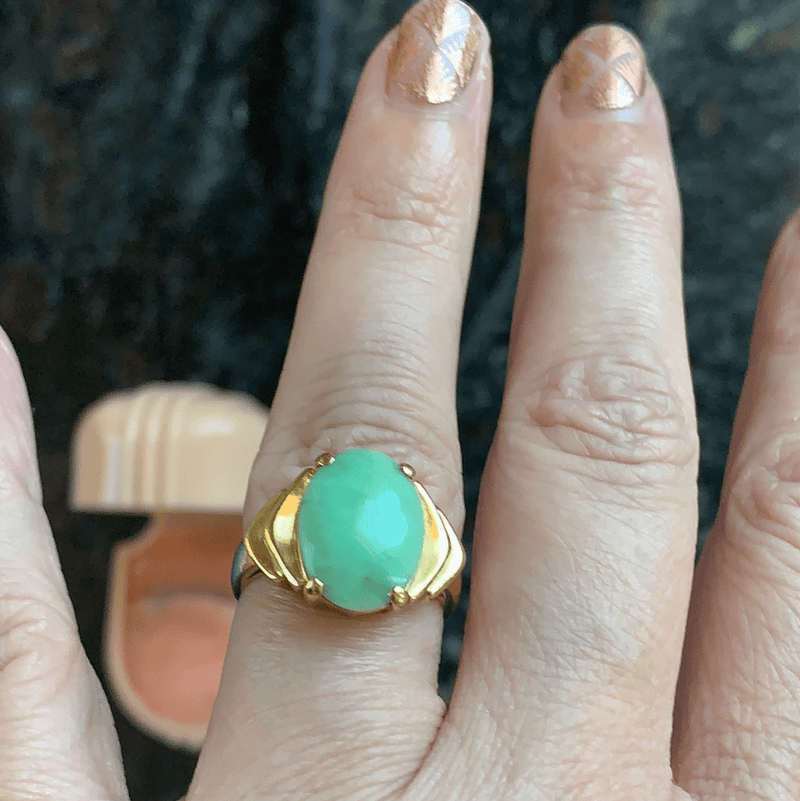 Jade Ring 14k Gold Vintage Vintage Paris Jewelry