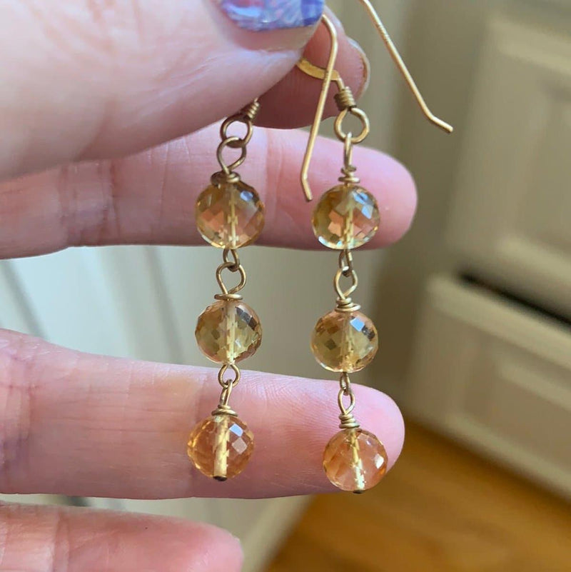 Citrine Drop Earrings - Gold Filled - Handmade