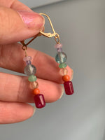 Rainbow Stone Earrings - Gold Filled - Handmade