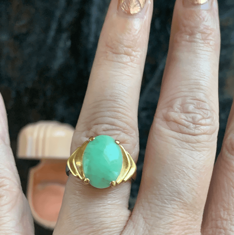 Jade Ring 14k Gold Vintage Vintage Paris Jewelry