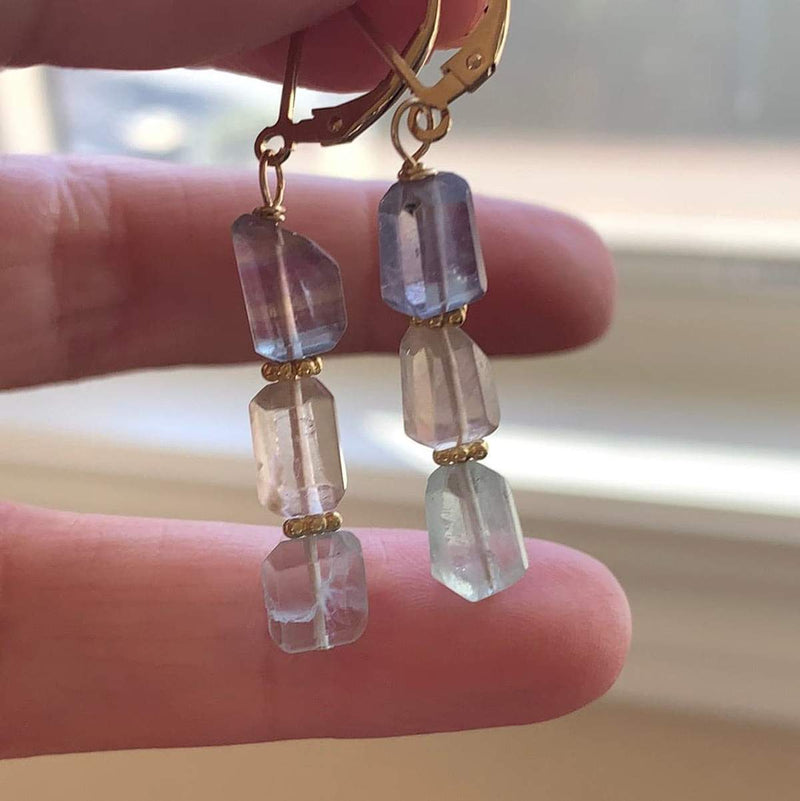 Fluorite Pastel Earrings - Gold Filled - Handmade