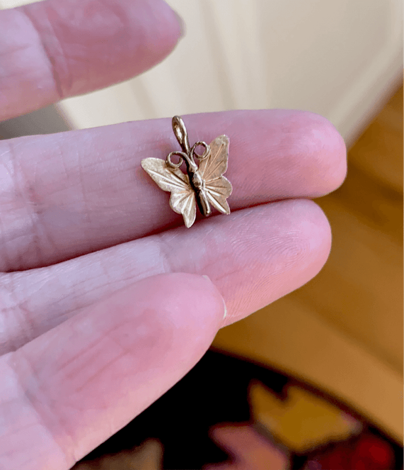 Butterfly Pendant - Rose and White Gold - 10k Gold - Vintage - Love Vintage Paris
