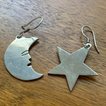 Moon Star Earrings - Sterling Silver - Vintage