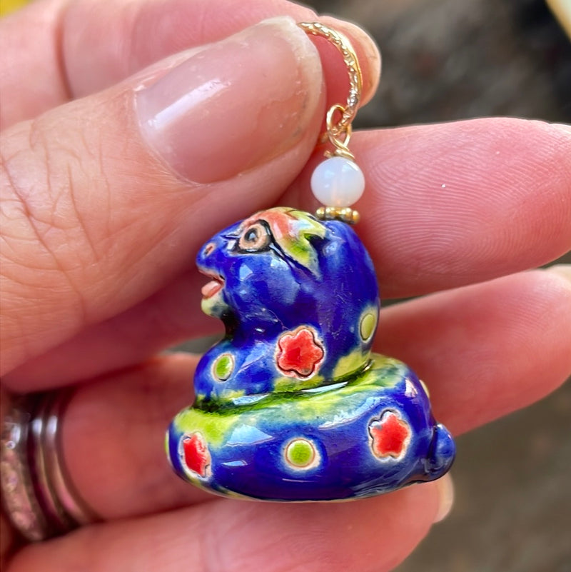 Chinese Zodiac Sign Pendant Hand Painted Gold Filled