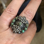 Turquoise Ornate Ring - Sterling Silver - Vintage