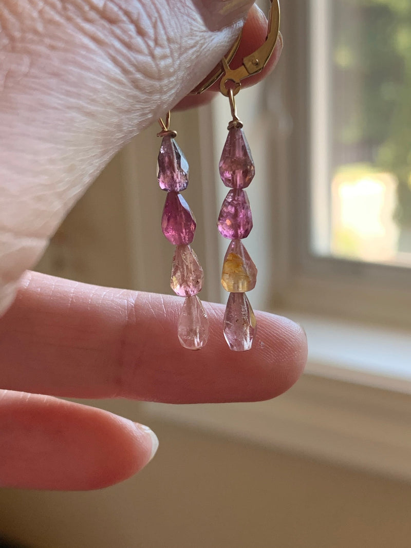 Pink Tourmaline Earrings - Gold Filled - Handmade