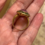 Pink Spinel Ring - Enamel - 14k Gold - Antique