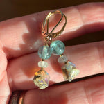 Opal, Apatite and Aquamarine Earrings - Gold Filled - Handmade