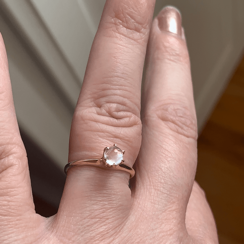 Moonstone Solitaire - 14k Rose Gold - Victorian - Antique