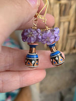 Flower Vase Earrings - Peruvian - Gold Filled - Handmade