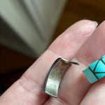 turquoise-inlay-half-hoops-sterling-silver-vintage