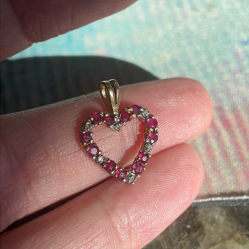 ruby-diamond-heart-pendant-10k-gold-vintage