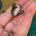 Bohemian Garnet Agate Ring - 900 Silver - Vintage
