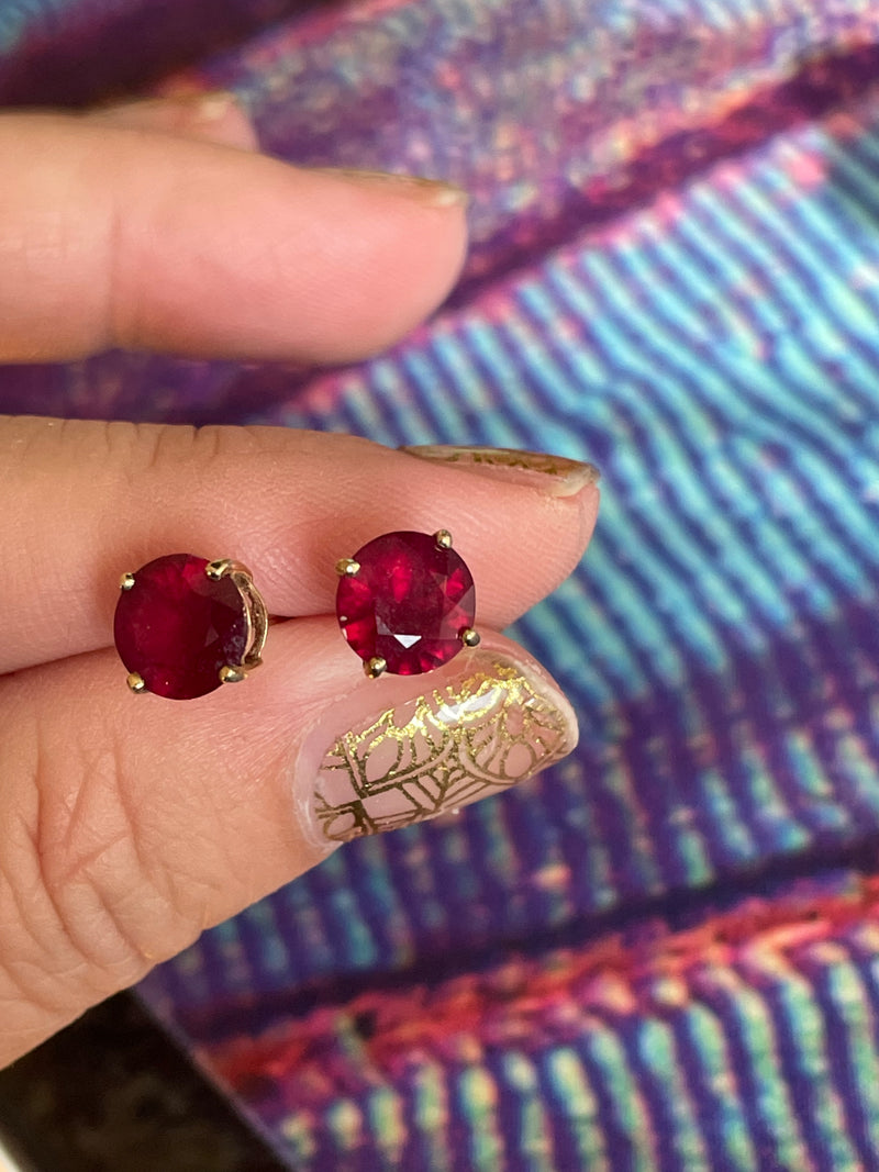 Ruby Earrings - 10k Gold - Vintage