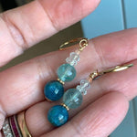 Apatite, Fluorite, Aquamarine and Peach Moonstone Earrings - Gold Filled - Handmade - Love Vintage Paris