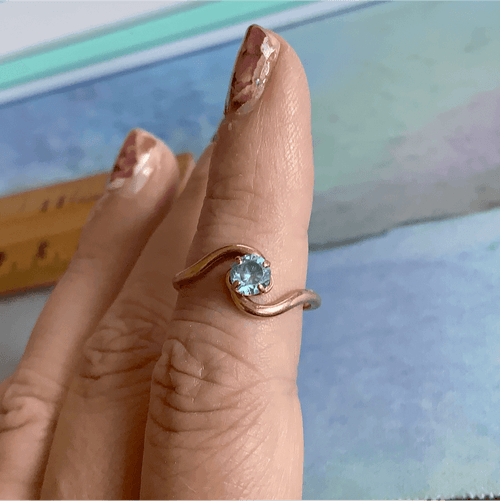 Blue Zircon Ring - 10k Gold - Vintage - Love Vintage Paris