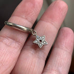 Dangling Star Ring - 14k White Gold - White Sapphire - Vintage