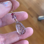 Carved Ametrine Flower Necklace with Amethyst and Ruby - Gold Filled - Handmade