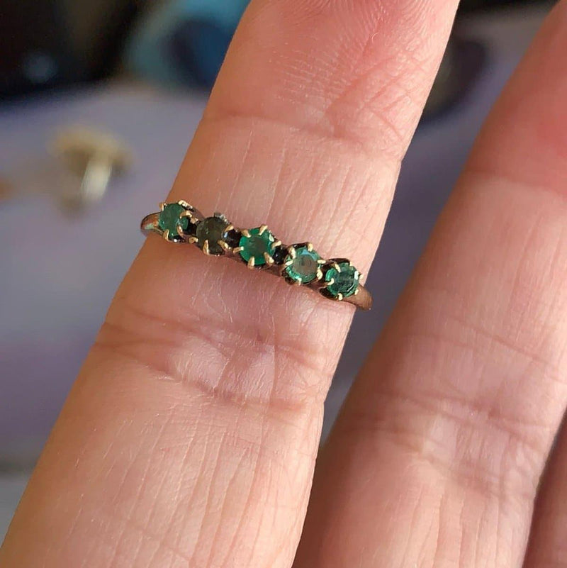 Emerald Eternity Band - Claw Set - 10k Gold - Antique