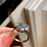 Blue Topaz Flower Ring - 9k Gold - Vintage