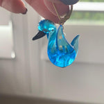 Blue Glass Swan Earrings - Gold Filled - Handmade - Love Vintage Paris