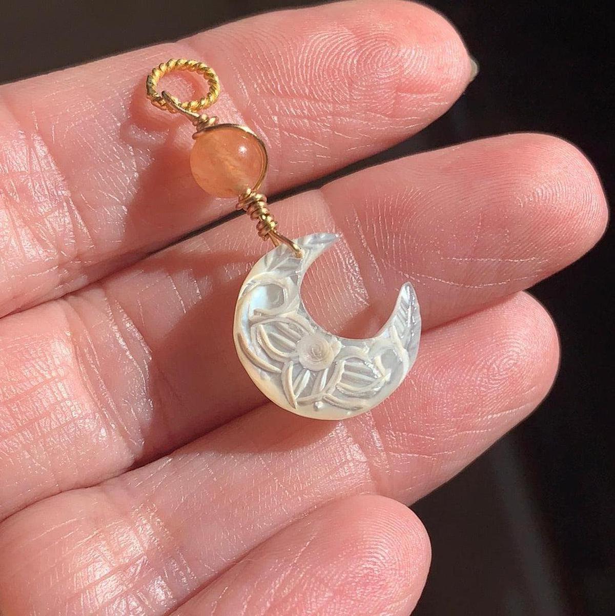 Mother of Pearl Moon 14K Gold Charm