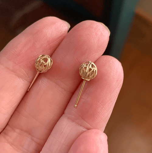 Filigree Orb Earrings - 14k gold - Vintage
