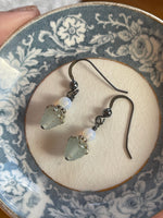Teal Glass Strawberry Earrings - Opal Glass - Sterling Silver - Handmade