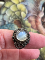 Moonstone Poison Ring - Sterling Silver - Vintage