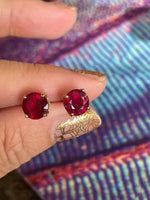 Ruby Earrings - 10k Gold - Vintage