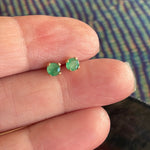 Emerald Stud Earrings - 10k Gold - Vintage