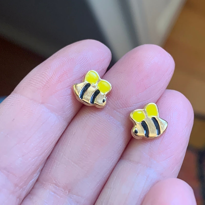 Bee Earrings - 14k Gold - Vintage