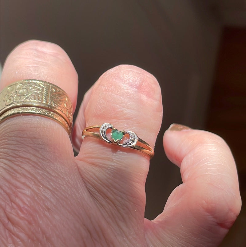 Emerald Heart Ring - 10k Gold - Vintage