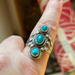 Turquoise Trilogy Ring - Sterling Silver - Vintage