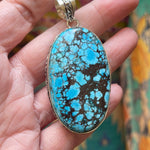 Large Turquoise Pendant - Sterling Silver - Vintage