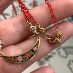 Cloisonné Necklace - Red Enamel Chain - Handmade