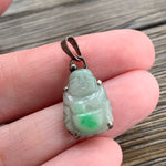 Carved Jade Buddha Pendant - Sterling Silver - Vintage