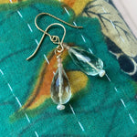 Green Amethyst Lantern Earrings - Peach Moonstone and Pearl a