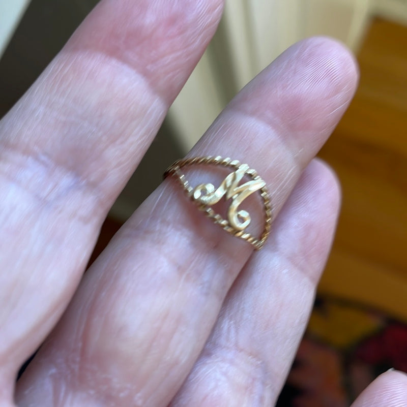 M Initial Signet Ring - 10k Gold - Vintage