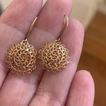 Ornate Flower Earrings - 14k Gold - Vintage